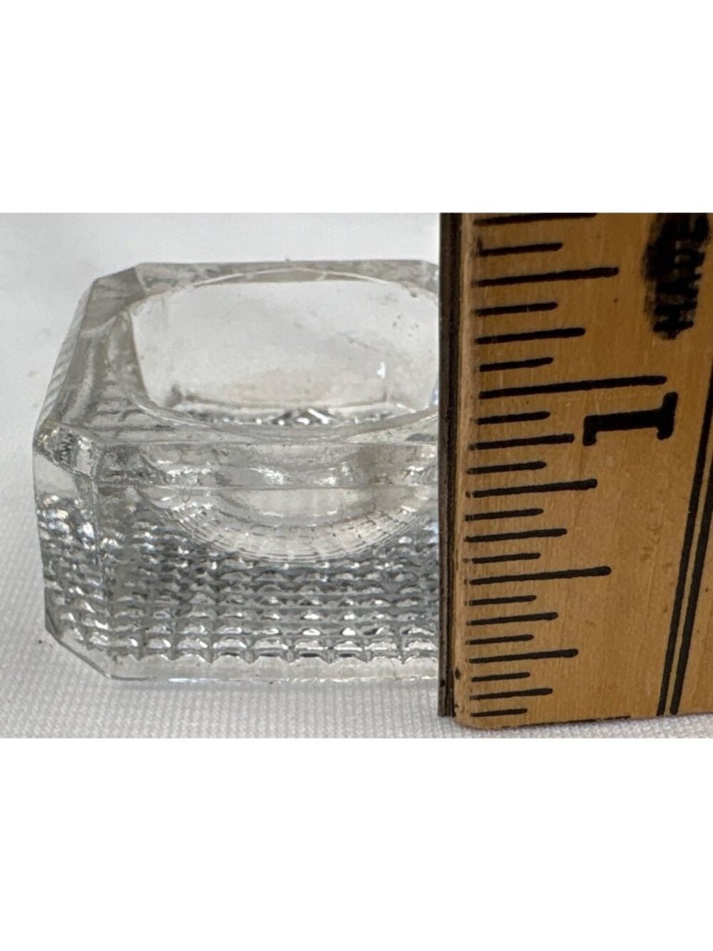 Clear Glass Salt Cellars Set 2 Starburst & Grid Patterns Vintage - Picture 10 of 16